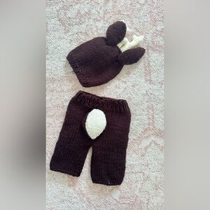 Adorable Brown Knit Deer Costume Set for Newborns